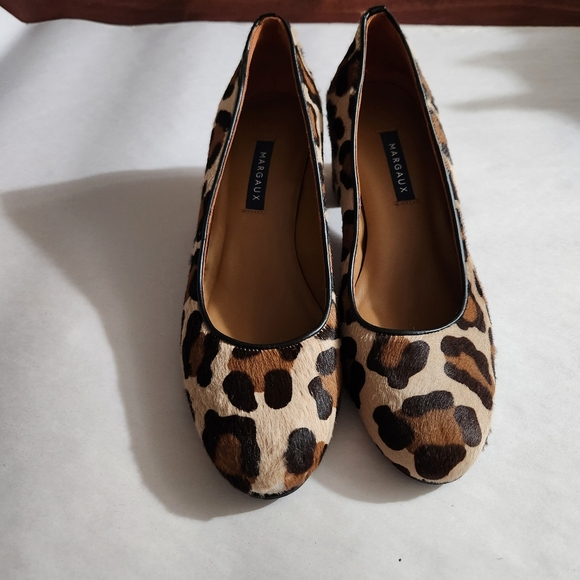 Margaux Shoes - Margaux The Heel Leopard Print Hair Calf Upper Block Heels Size 39 Sz 8.5